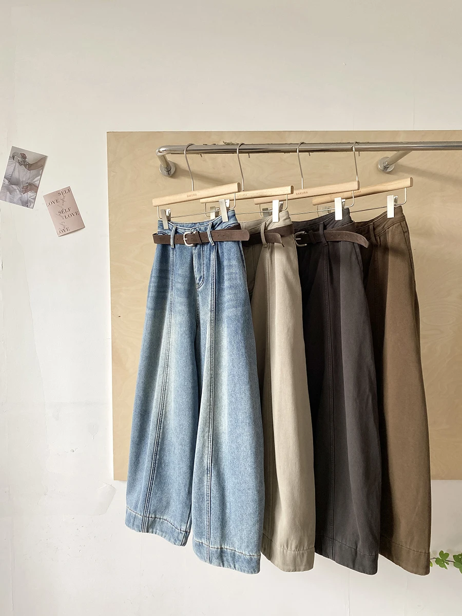 

Winter 2025 Women's High Waist Loose Fit Fleece Lined Casual Knife Jeans Korean Style plus Size High Lengthening Effect