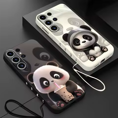 Cute Panda Phone Case for Samsung Galaxy S21 Plus S23 Ultra 5G S20 FE S24 Ultra S22 S22 Plus S22 Note 20 10 S10 Soft Cover