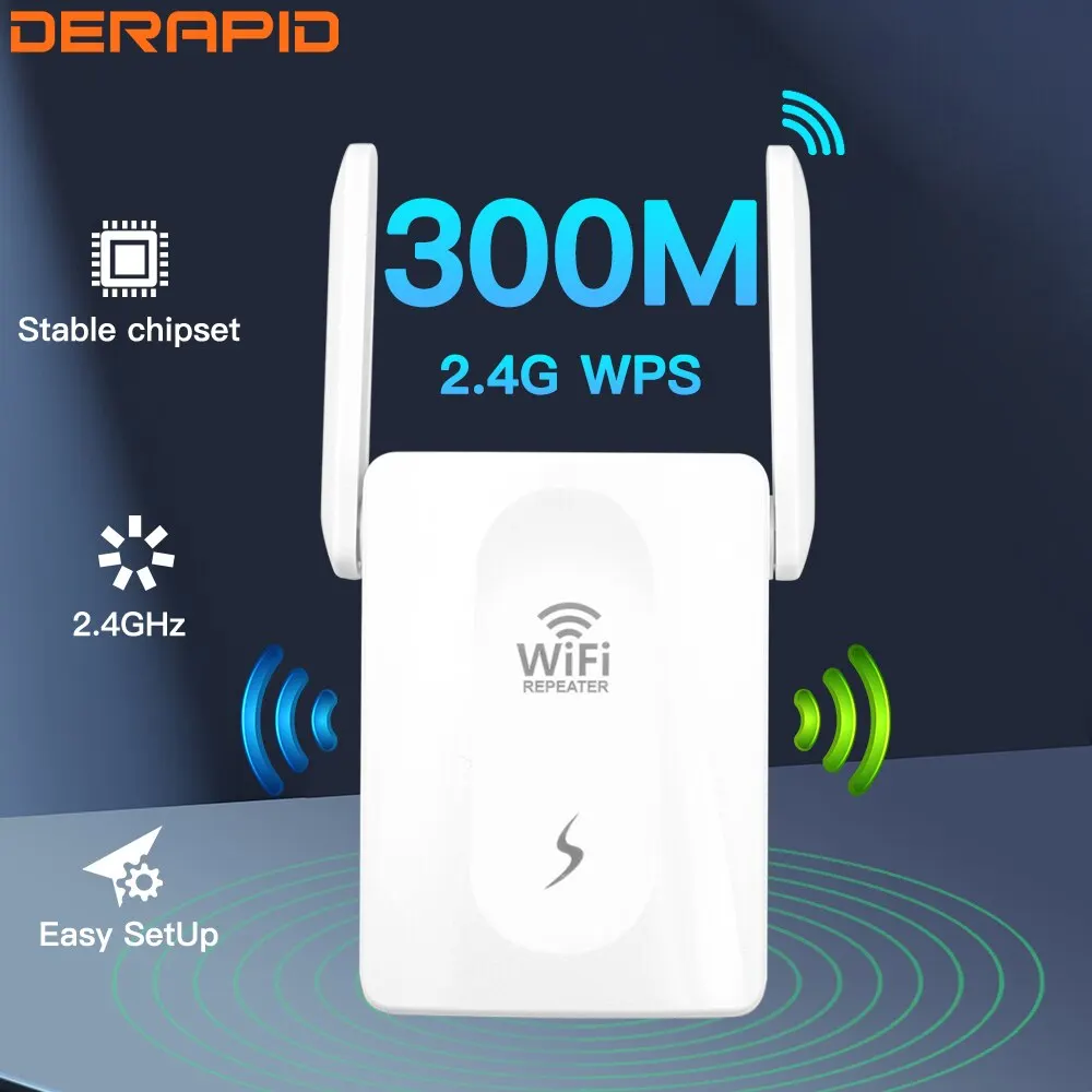 300Mbps WiFi Repeater 2.4Ghz Router Wireless Booster Long Range Amplifier Network Extender For Home/Office EU/US Plug Easy Set