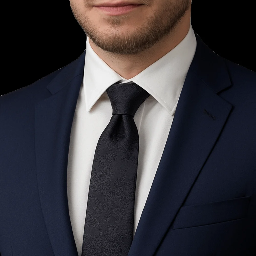 Mode couleur unie noir cravate rayures florales hommes cravate réglable main attaché rétro cravate fête