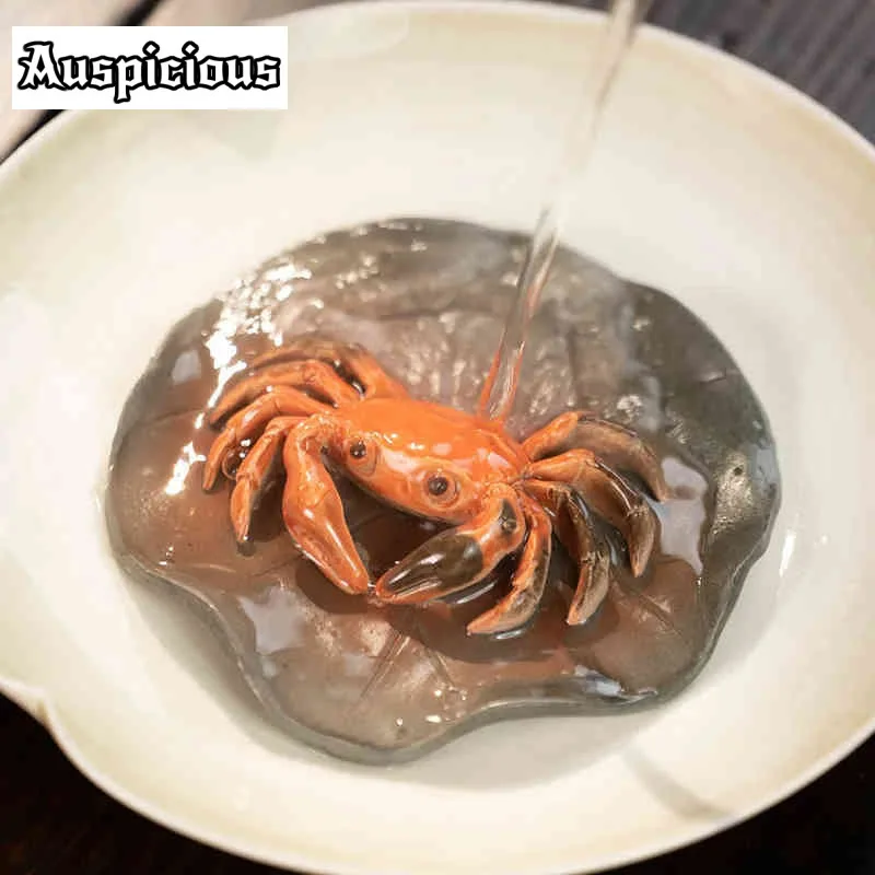 Creative Zisha Tea Pet Decoration Flushing Color Changing Crab Ornaments Chinese Tea Art Accessories Home Flower Pot Decoration