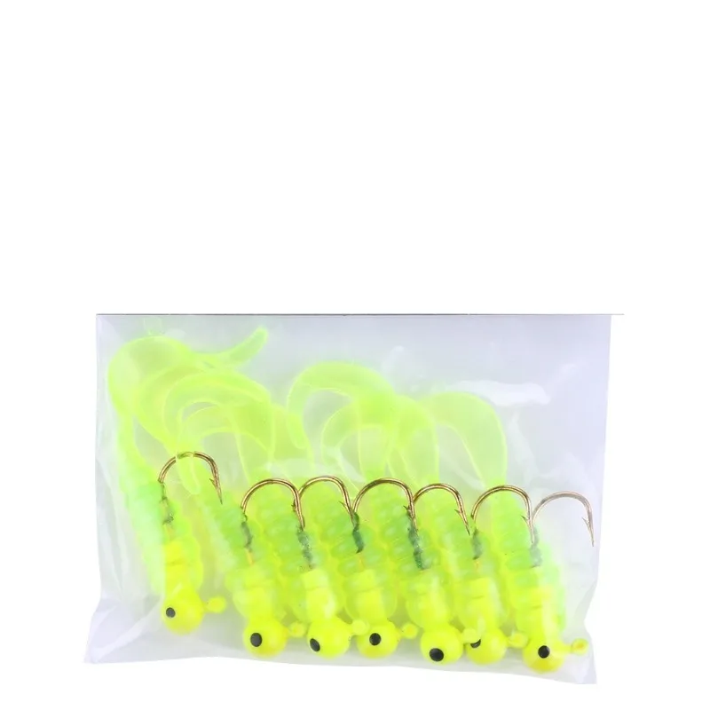 7er-Set 50mm Mehrfarbige Jig-Silikonwürmer Weichköder mit Haken 2,6g Wobbler Karpfenköder Künstliche Gummiköder für Zander – Detail 5