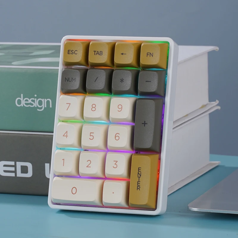 FREEWOLF K21 Wireless Numric Keypad Mechanical Hot-Swap Bluetooth Tri-mode Connection,ATTACK SHARK 21Key Mini Keypad for Finance