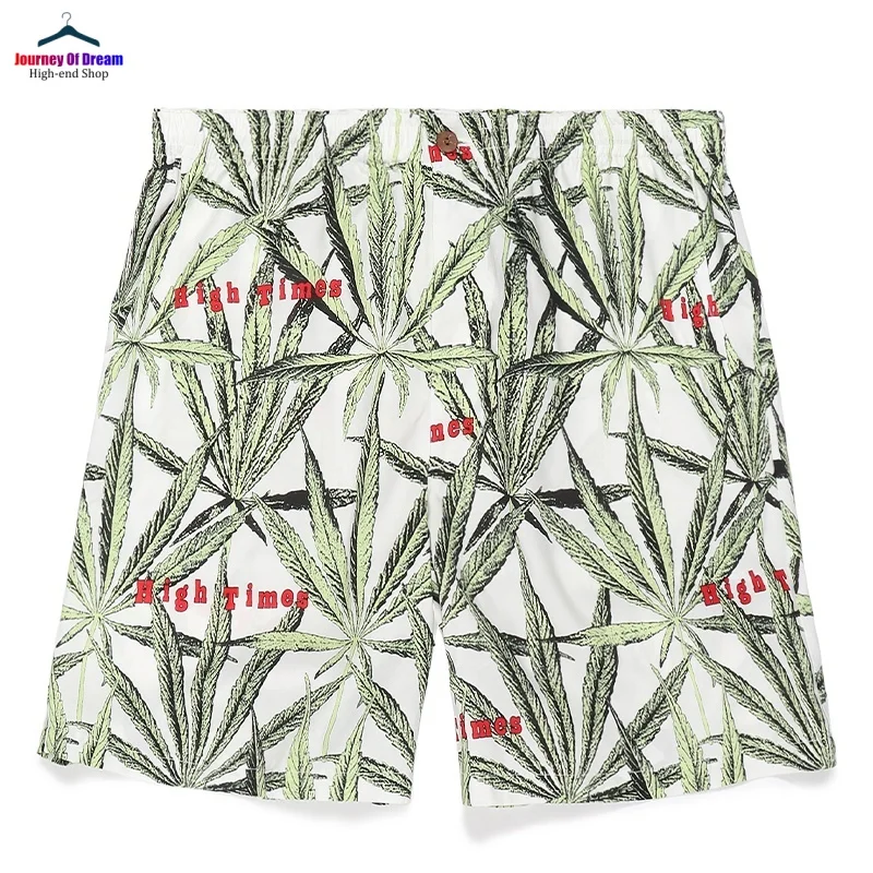 WACKO MARIA Full Print Leaves Leisure Hawaiian Shorts High Quality Summer Mens Womens Loose Hip Hop Shorts