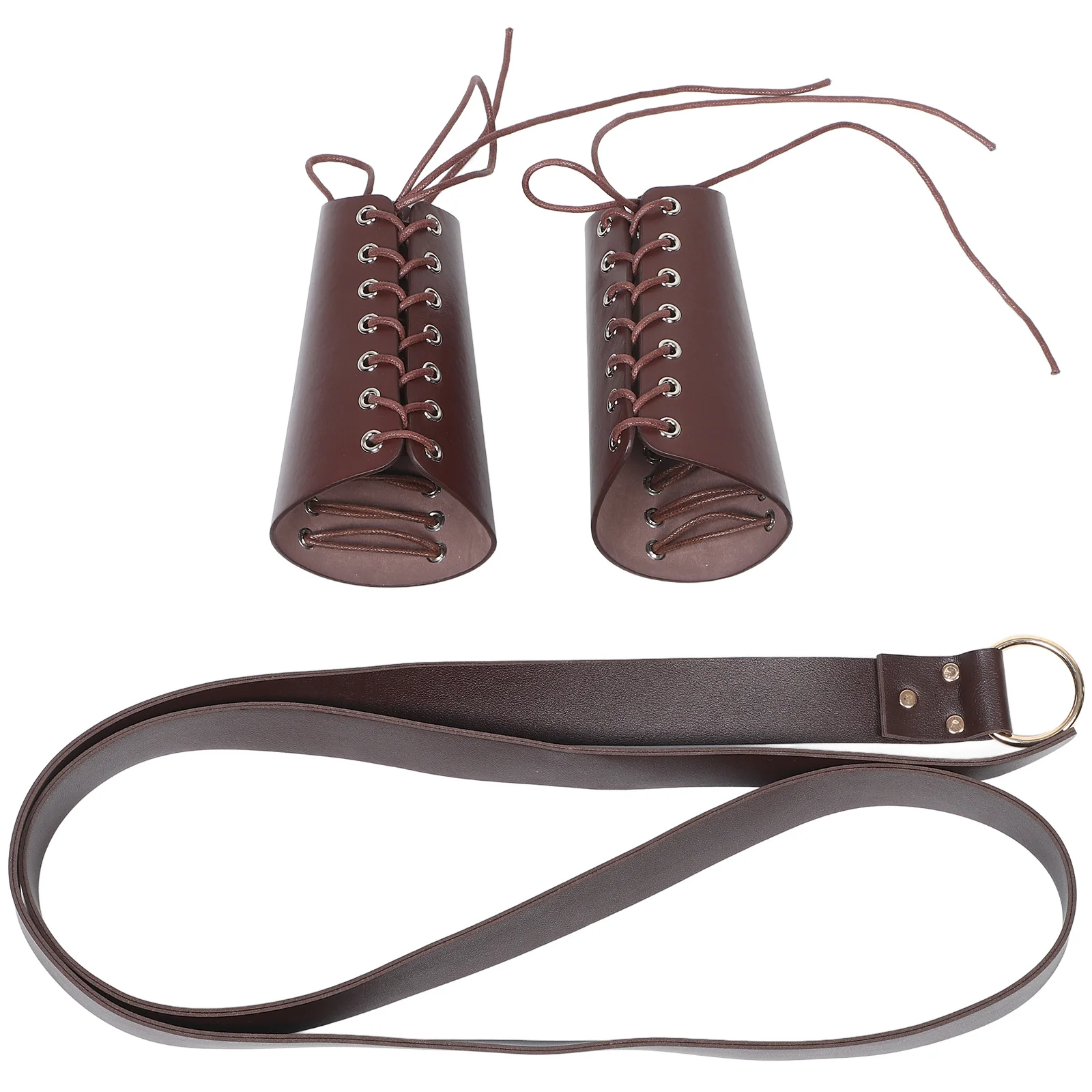 1 Zestaw Ochraniaczy na Ręce Średniowieczny Pas Biodrowy dla Mężczyzn Strój Wikingów Regulowane Opaski na Nadgarstki Cosplay Impreza Renesansowa Odgrywanie Ról