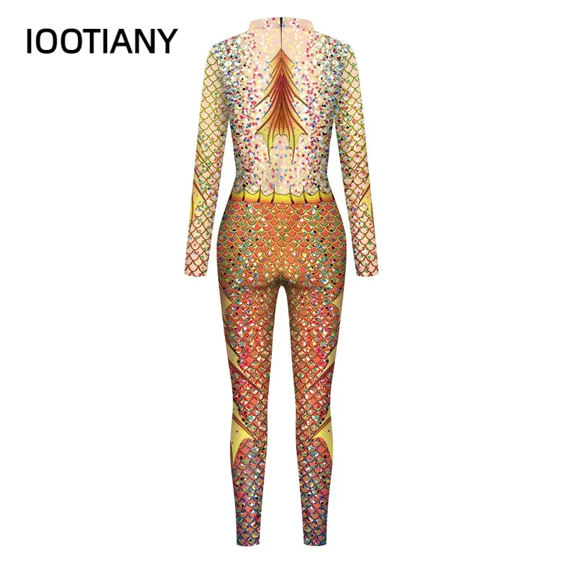 Iootiany-女性のための人魚のコスプレ衣装,ジャンプスーツ,3Dデジタル印刷,パーティーキャットスーツ,スリム,セクシー,全身タイツ,ファッション,2023