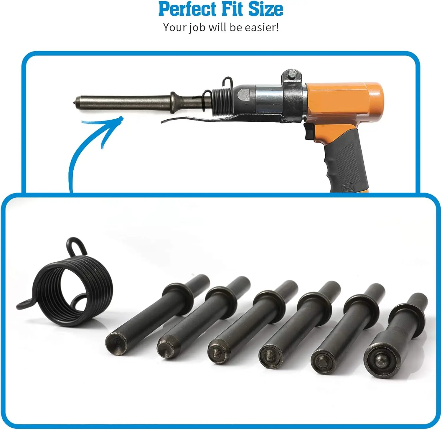 7 Pcs Great Heavy Duty Smoothing Pneumatic Air Rivet Hammer Tools Kit