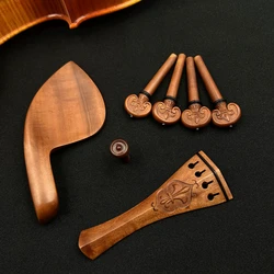 Violin 4/4 Carved patterns jujube wood Ebony Tailpiece+Tuning pegs+Endpins+Chin rest/Chin Holder fiddler accessories parts