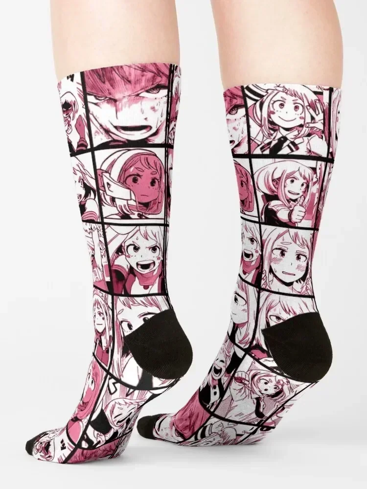 Uraraka Ochako Collage color version Socks man Lots professional running happy Socks Women Men's