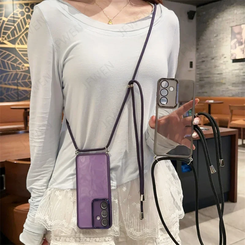 Crossbody Lanyard Case For Samsung Galaxy A56 A36 A26 A16 A06 A55 A35 A25 A15 A05 A05S Silicone Soft TPU Cover - náhled 3