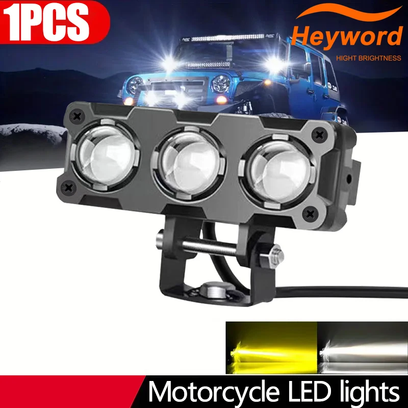 1pcs Heyword Dual-Beam LED Light for Motorcycles and Pickups, White and Yellow Options LED Light for Off-Road Use, White
