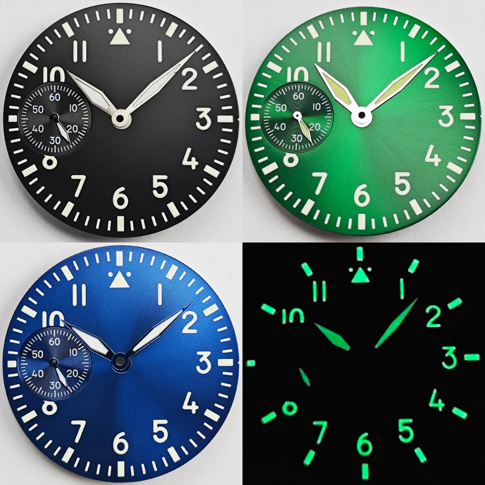 RICHUS ETA6497 Watch Dial 37mm Watch Dial 5x12x16mm Watch Hands Green Luminous Fit ETA6497 ST3600 Movement Watch Accessories