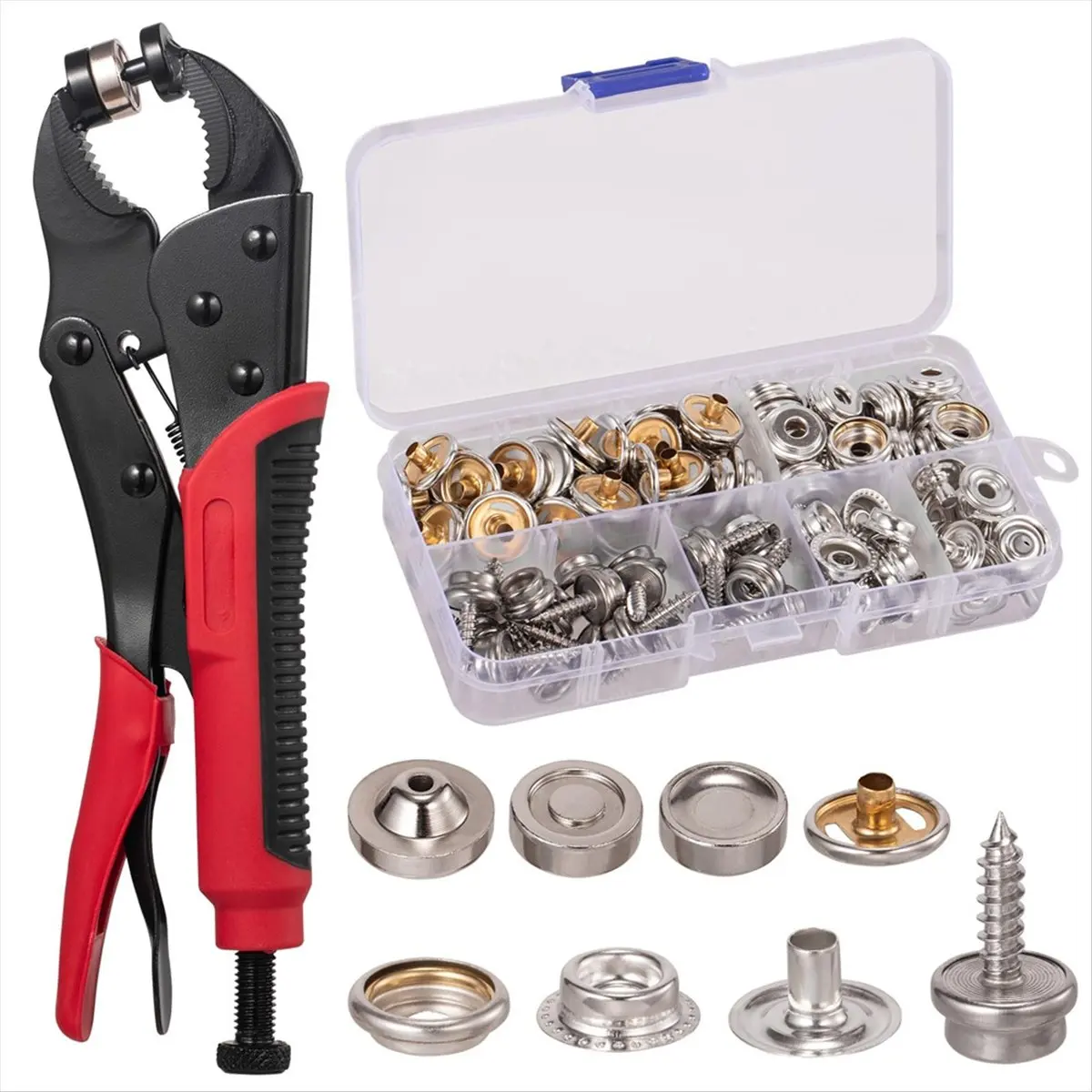 A20I Heavy Duty Snap Fastener Tool Adjustable Snap Button Kit with 3 Dies, for Boat Cover Leather Fabric Cloths DIY