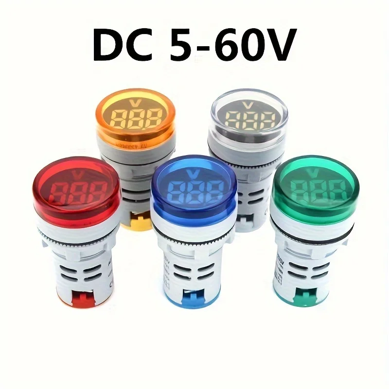1pc 22mm Round Mini Digital Voltmeter DC 5-60V