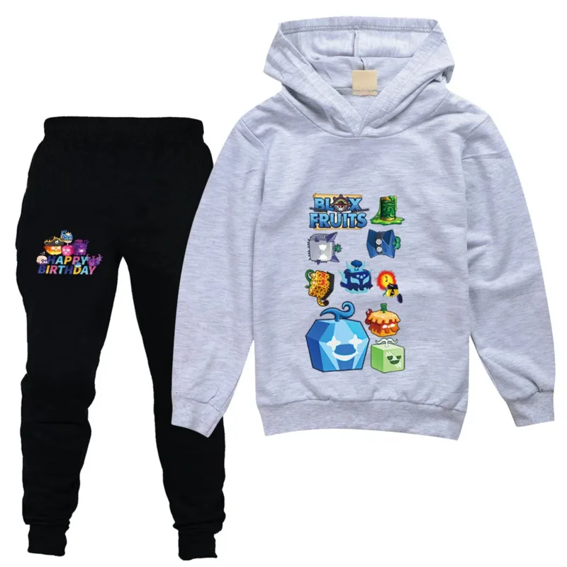 AIAI 2025 لطيف Bloxing الفواكه لعبة طباعة هوديي مجموعة ملابس الاطفال مضحك البلوز السراويل الفتيات الفتيان Harajuku الخريف الأطفال جلطة #3