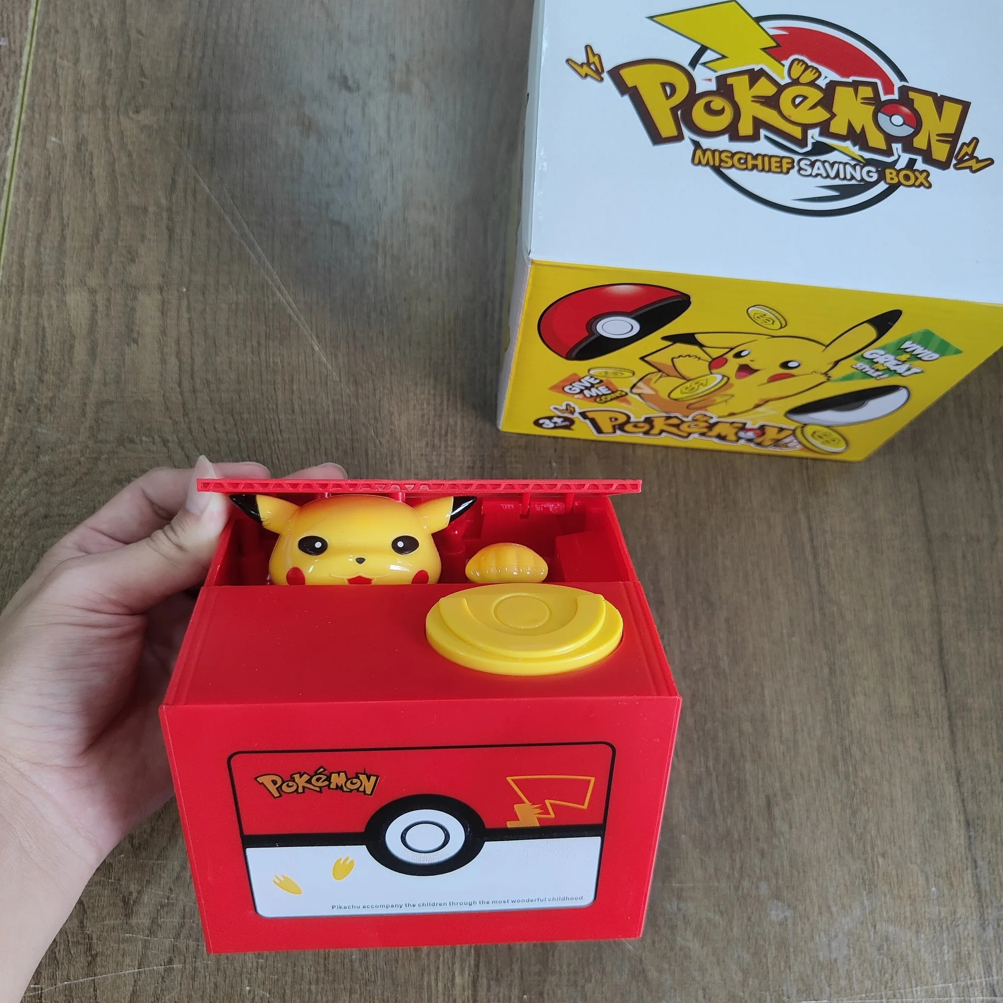 Pokemon Pikachu Piggy Bank Action Figure Anime Cartoon Electronic Plastic Money Box Steal Coin Piggy Bank Kid Christmas Toy Gift