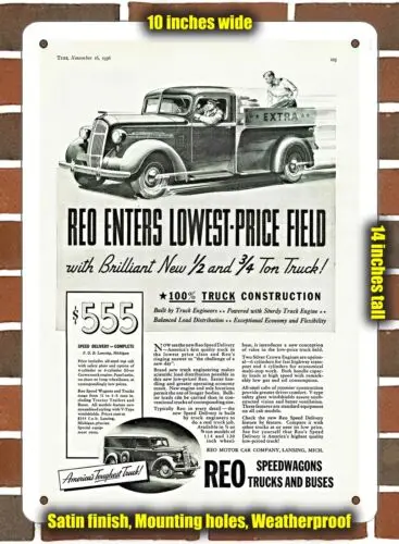 Metal Sign - 1937 Reo Speed Delivery Pickup- 10x14 inches