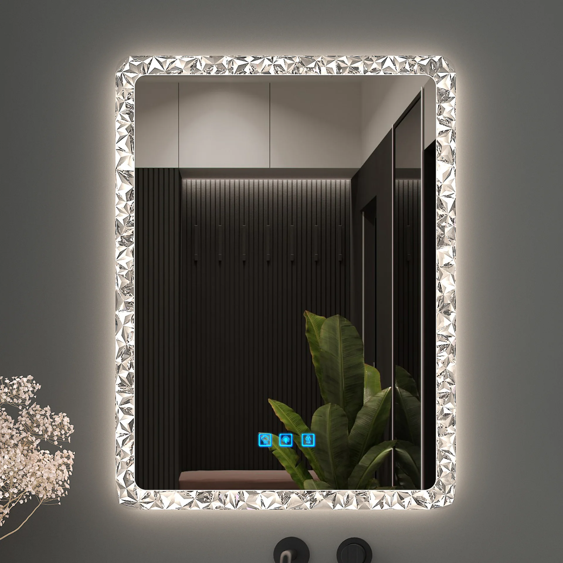 LED illusion bathroom mirror Multiple light switching HD with anti-fog function