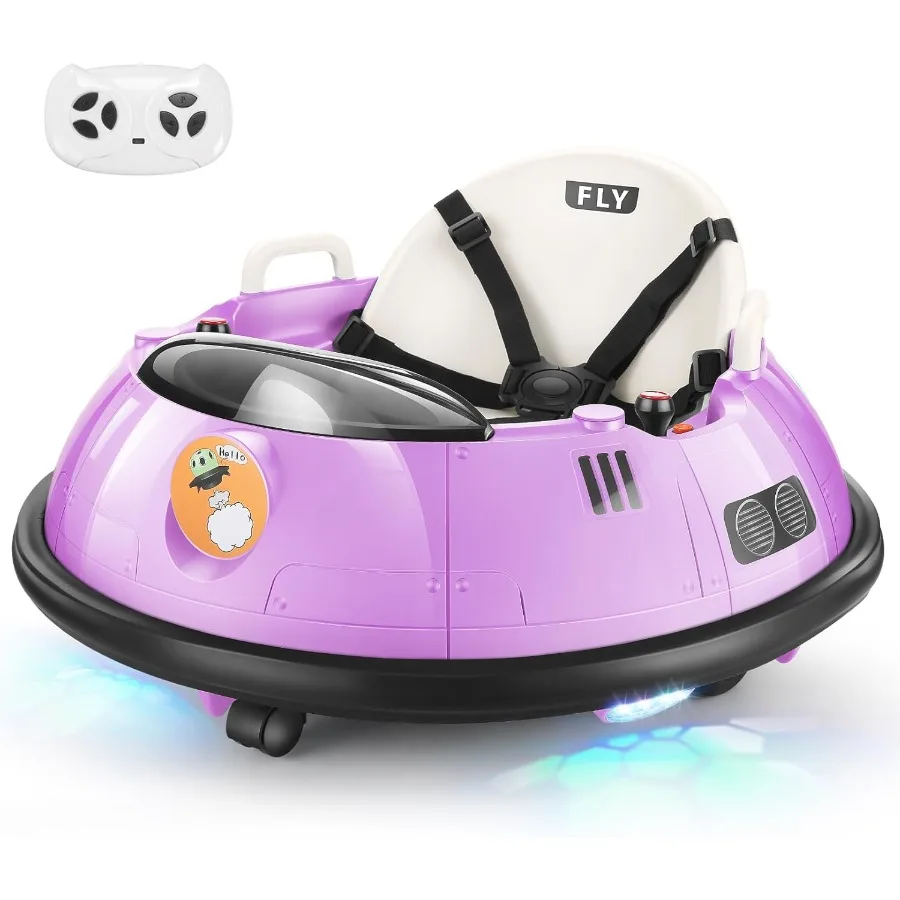 Auto paraurti elettrica per bambini, paraurti alimentati a batteria da 12 V per ragazze e ragazzi, rotazione a 360 gradi, cintura di sicurezza a 5 punti, due conduttori