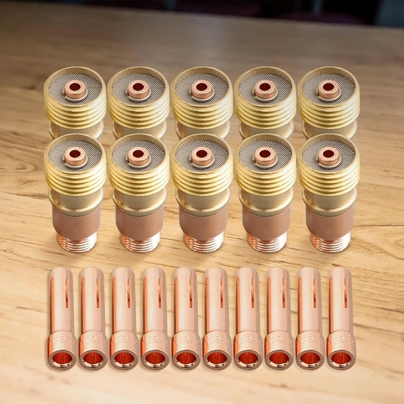 20Pc TIG Welding Torch For Stubborn Gas Lens Chuck Body 17GL18 1/8In Chuck 10N25S Copper Consumables Kit For WP 17 18 26