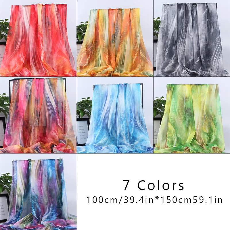1mX150cm Gradient Color Chiffon Fabric Soft Sheer Breathable Material for Hanfu Scarf Dress Skirt Sewing DIY Craft Wedding Decor