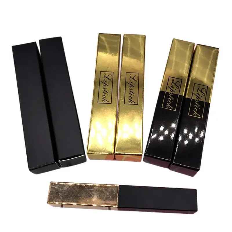 

50/100pcs 18*18*102mm Cosmetic Gold Packing Box for Lipstick Tube Black Empty Paper Packing Boxes for Lipgloss Tube Accessories