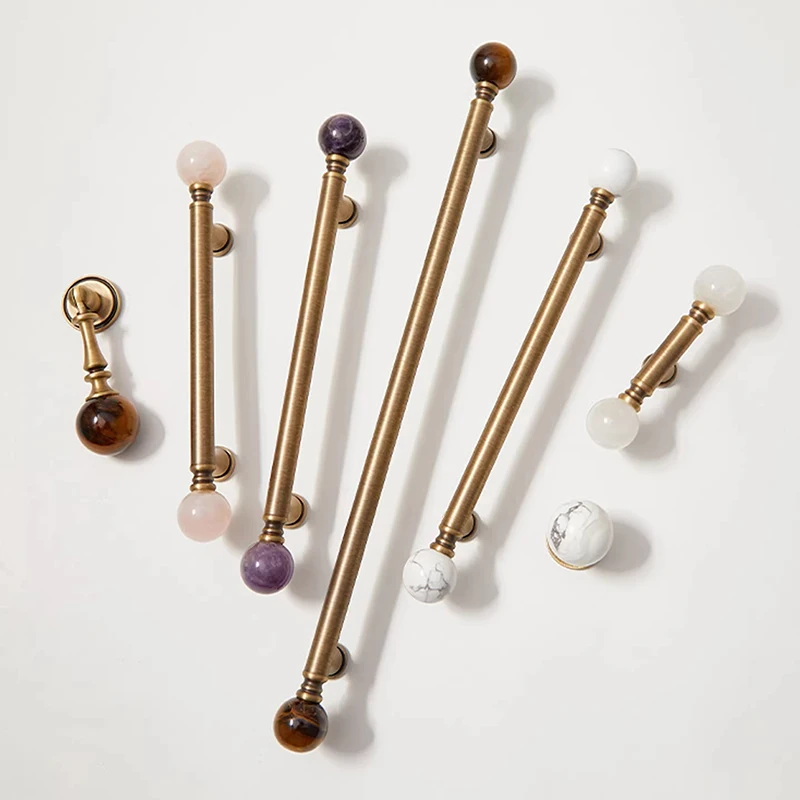 

ANXIANG французская бронзовая дверца шкафа, хрустальная латунная ручка, мраморный ящик, кухонный круглый шаровой шкаф, длинная ручка