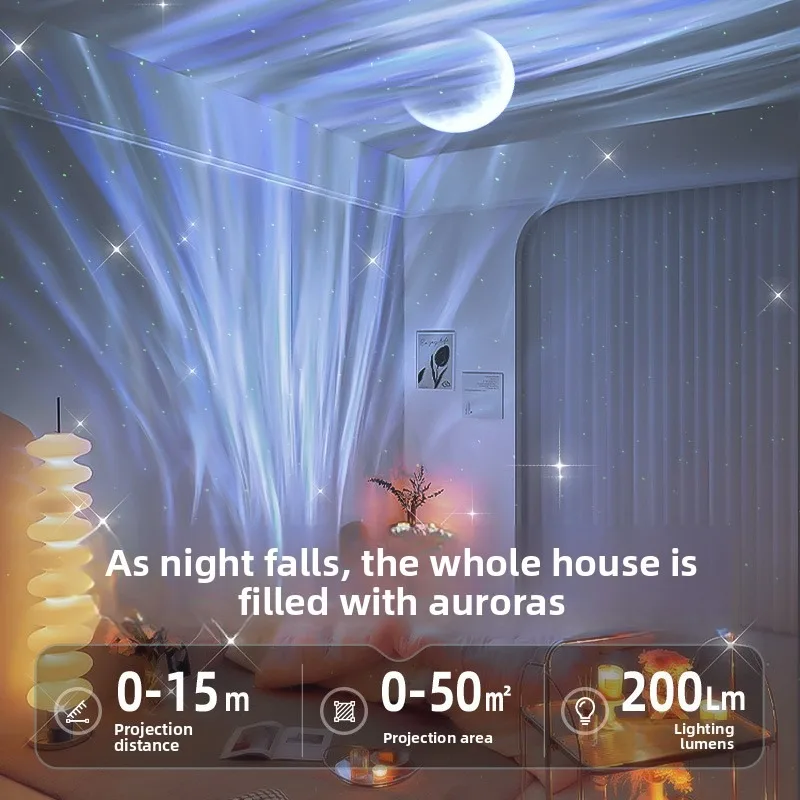 Aurora Star Projector Night Light, Bluetooth Speaker, Sleep Aid Music, Ambient Lamp for Romantic Bedroom Atmosphere
