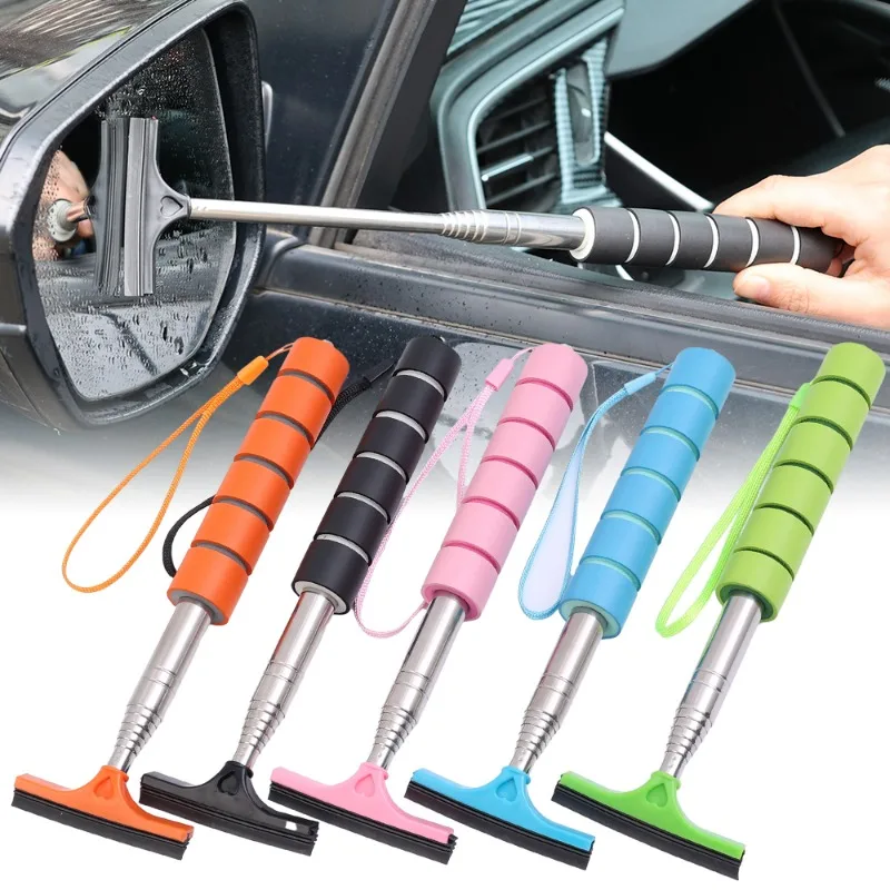 

Car Rearview Mirror Wiper Stainless Steel Telescopic Retractable Layered Brush Head Window Wash Cleaning Brush Handheld Wiper