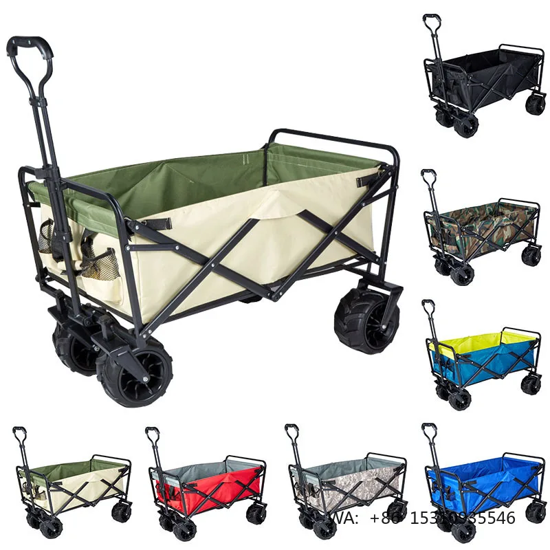 BOBOSKY Foldable Four-Wheel Outdoor Camping Trolley Wagon Stroller Portable Cart Beach OEM