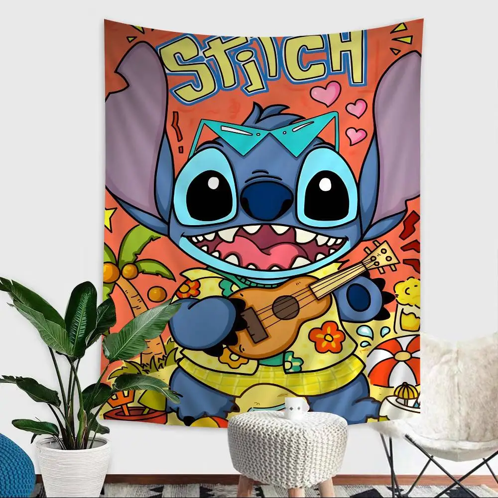 

Мультфильм Лило и S-стич, мультяшный гобелен, украшение для дома, хиппи, богемное украшение, гадание, домашний декор