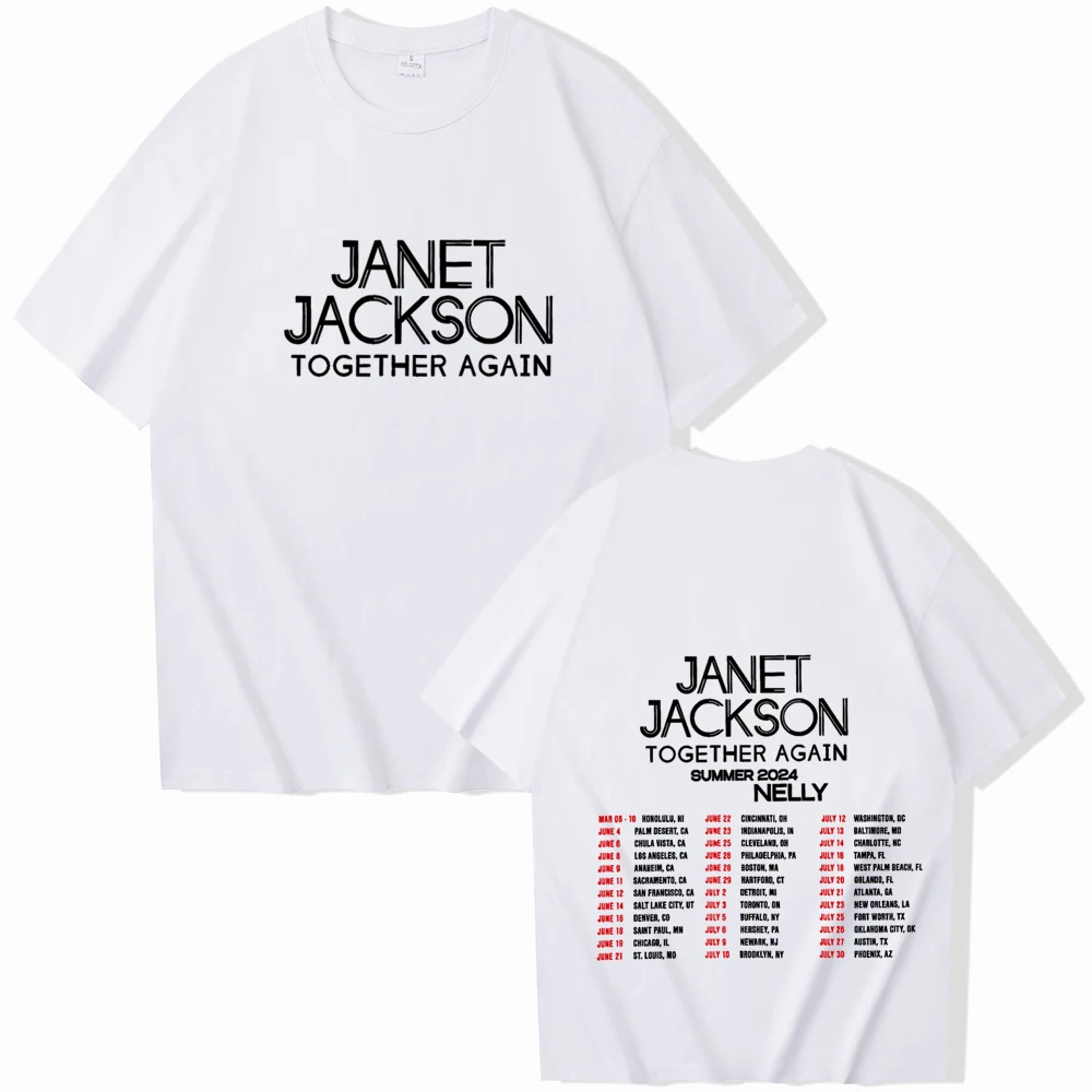 Janet Jackson Together Again Tour 2024 T-shirt Women O-neck Summer Casual Printing Shirt Oversized T Shirt Men Regular