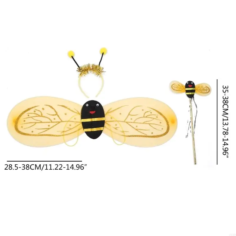 39bd 3 -stcs verkleden kleding voor kleine meisjes prinses sprookjeskostuumset met vleugelhoofdbandwand voor kinderen perfect