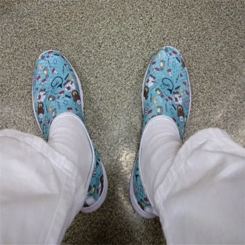 Pink Red Flower Print Women Flats Shoes Breathable Lightweight Ladies Summer Outdoor Sneakers Casual Shoes Dropship