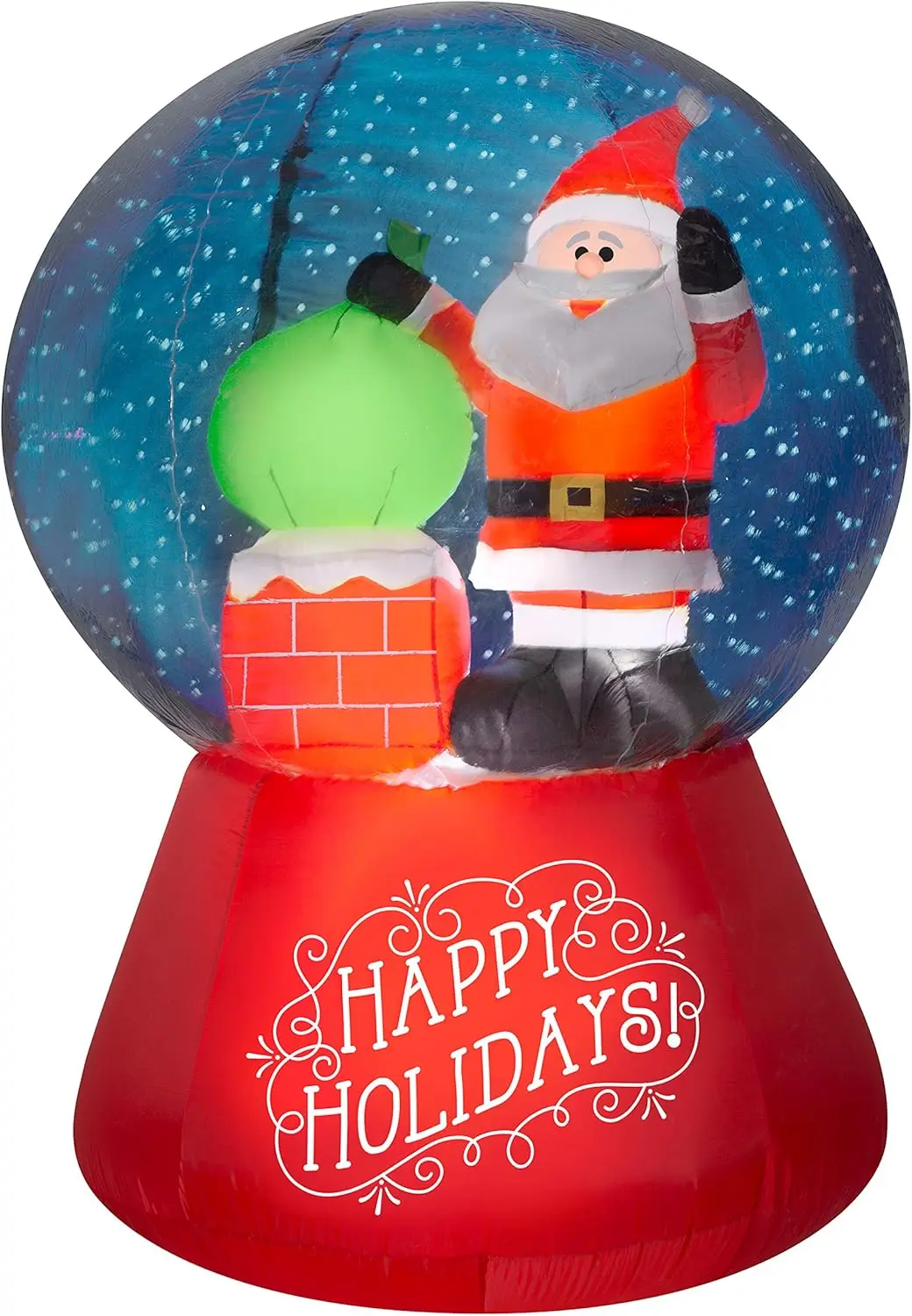 5.5' Projection Airblown Snowflurry Snow Globe Santa On The Rooftop Scene