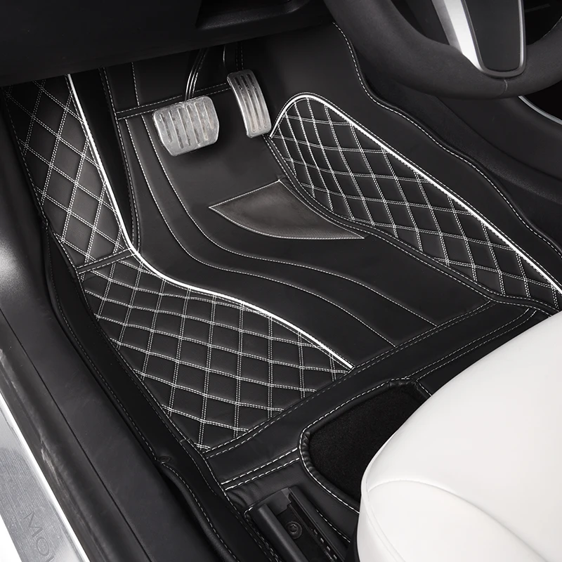 

Custom Car Floor Mats Carpet Cover for Tesla Model 3 Leather Fully Surrounded Non-Slip Interior Rugs Foot Pads Accessories