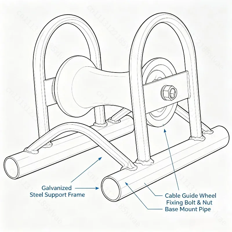 Alloy Cable Pulling Grounding Roller, Optional Nylon Pulley / Aluminum Wheel for Electric Power Cable Laying Construction Wiring