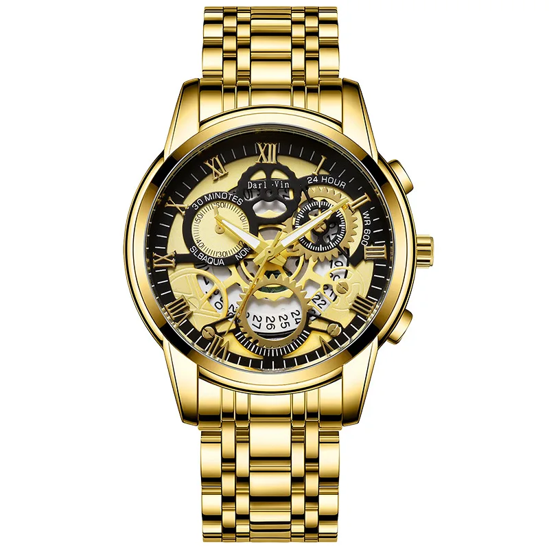 UTHAI BK140 Modieuze Man horloge waterdicht kalender nachtlampje stalen strip herenhorloge sport klok cadeau horloges voor man