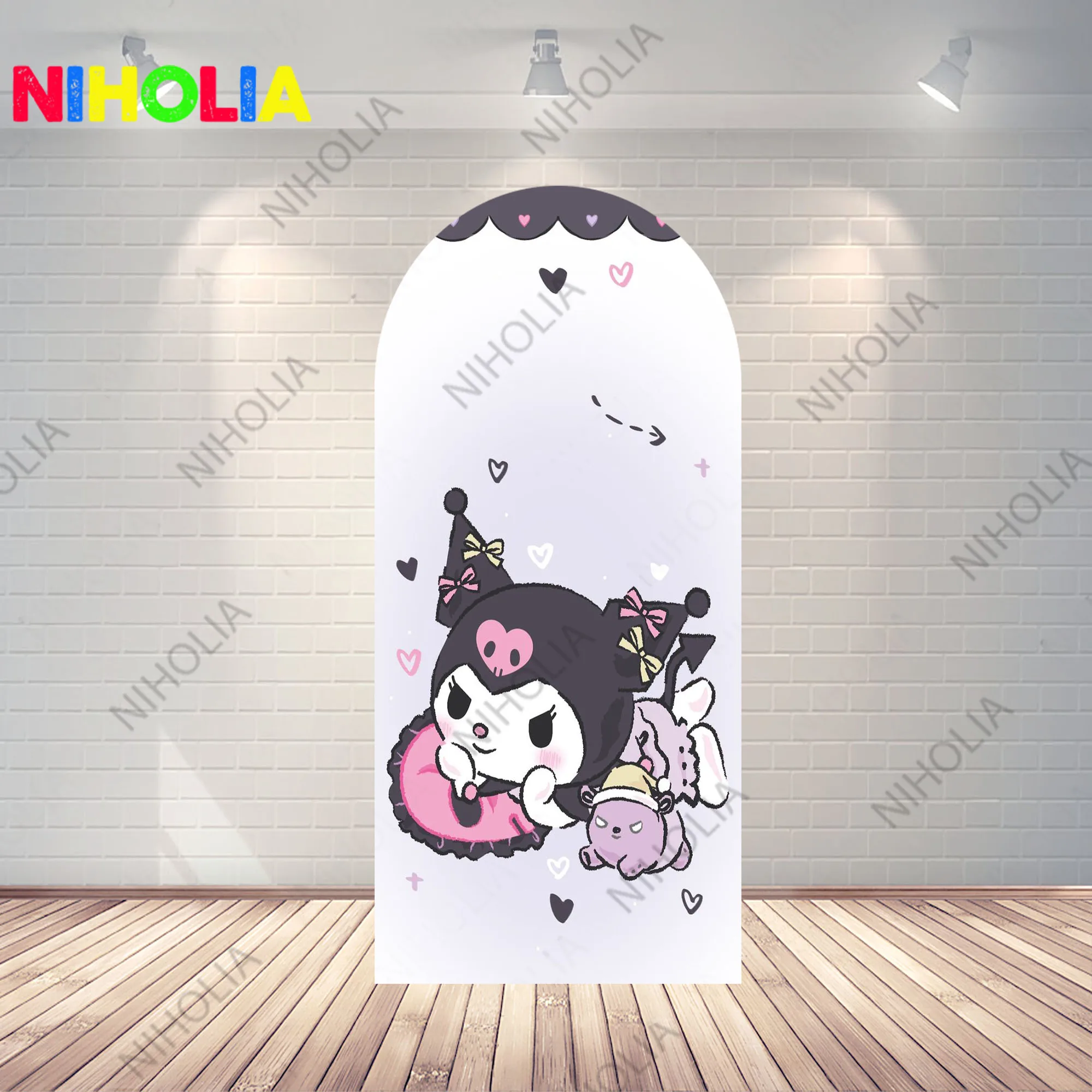 Kuromi Arch Covers Sanrio Photo Backdrop Girls Birthday Party Decoration Background Doubleside Fabric Photography Booth Props