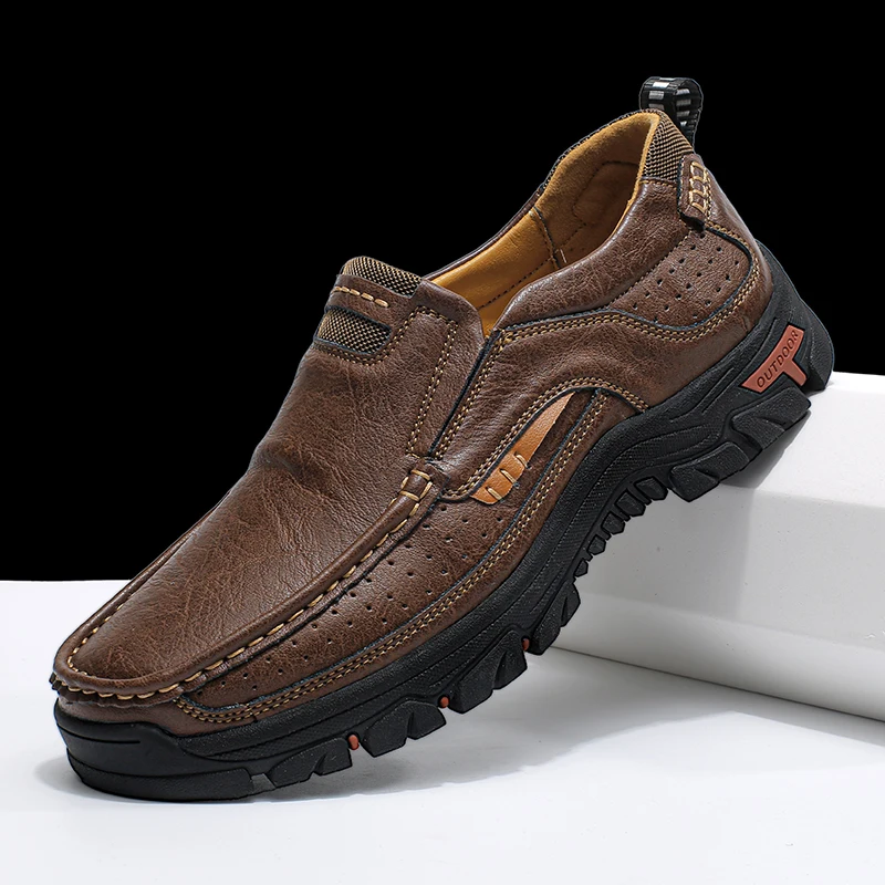 

Brand Men Shoes High Quality Genuine Leather Men's Casual Shoes Slip On Comfort Business Man Flats Shoes Outdoor Men Work Shoes
