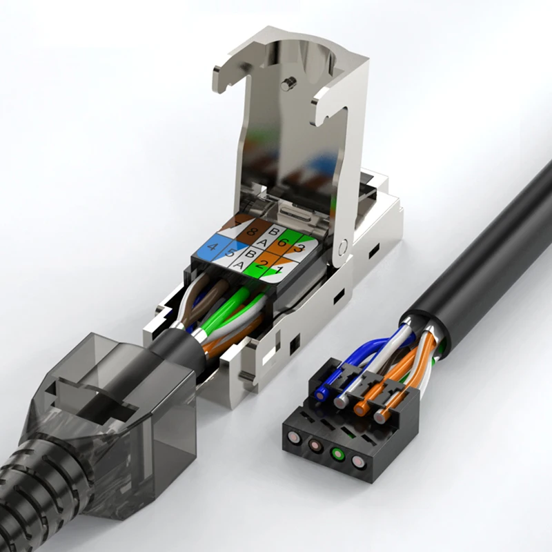 Linkwylan CAT6A CAT7 RJ45 Modular Ethernet Cable Plug Shielded Connector Field Termination Reusable Shielded STP for 22-26AWG