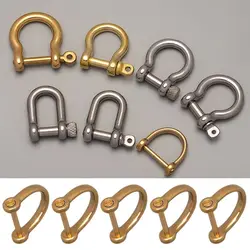 Copper Screw Joint Connector Shackle Fob Key Ring Solid Carabiner D Bow Staples Keychain Hook