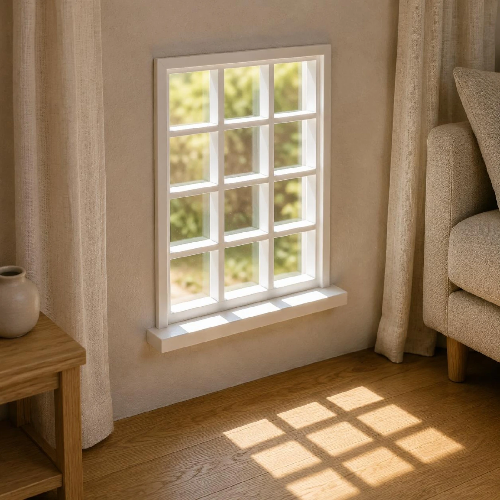 Miniature Window Frame Widened Sill Dollhouse Model Window Home Decoration Rectangular Flat Base