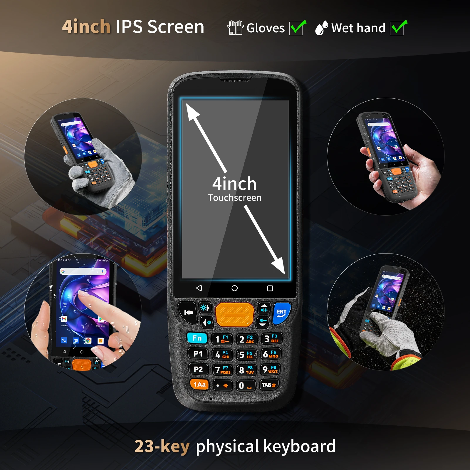 NETUM Q500 Android 11 Handheld Barcode Scanner  Honeywell HS7 1D 2D Scan Engine,  IP67 Wi-Fi 4G BT NFC PDA for Inventory