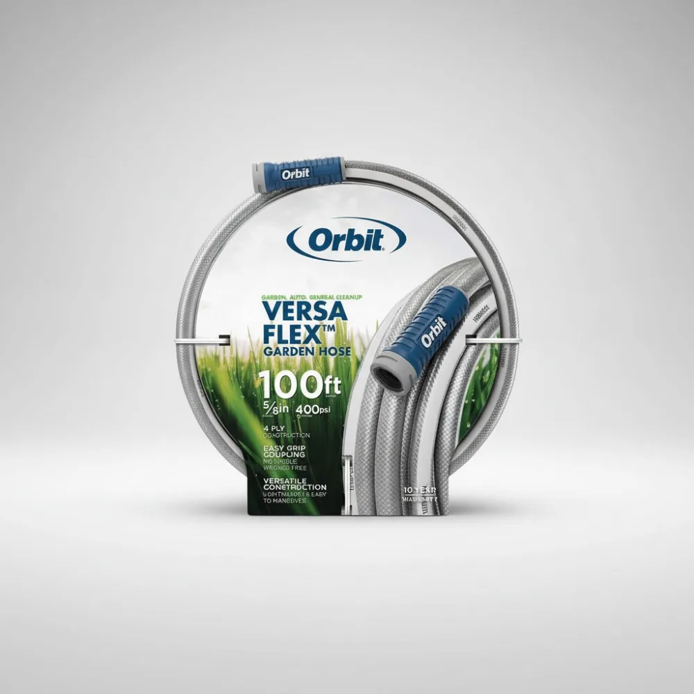 

100ft 5/8in Garden Hose - Lightweight Flexible, 400 PSI Durable, Easy Grip Coupling for Home Lawn Watering