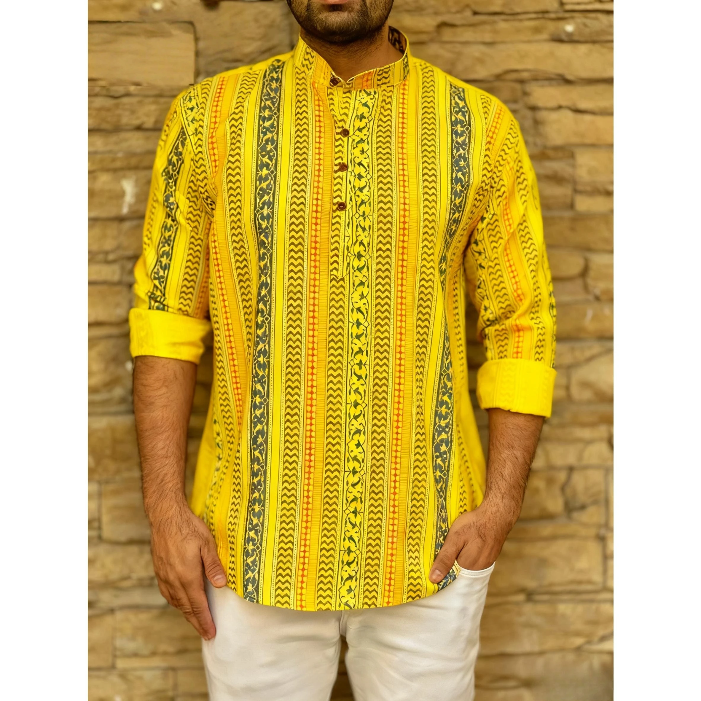 2026 قمصان الرجال المسلمين الصلاة الملابس الفاخرة النمط الأفريقي البرنز فستان مُزين بطباعة الرجال ازياء العربية Camisa العربية