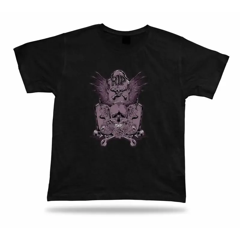 Tshirt Tee Shirt Birthday Gift Idea Rest In Peace Tomestone Death Skull Gothic