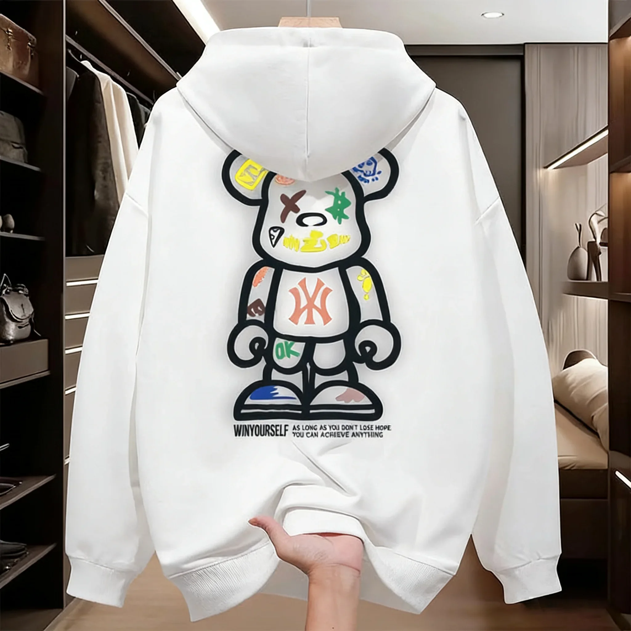 

Новинка 2026: Мужская спортивная толстовка с капюшоном – весенне-осенняя повседневная модная свободная толстовка для пар