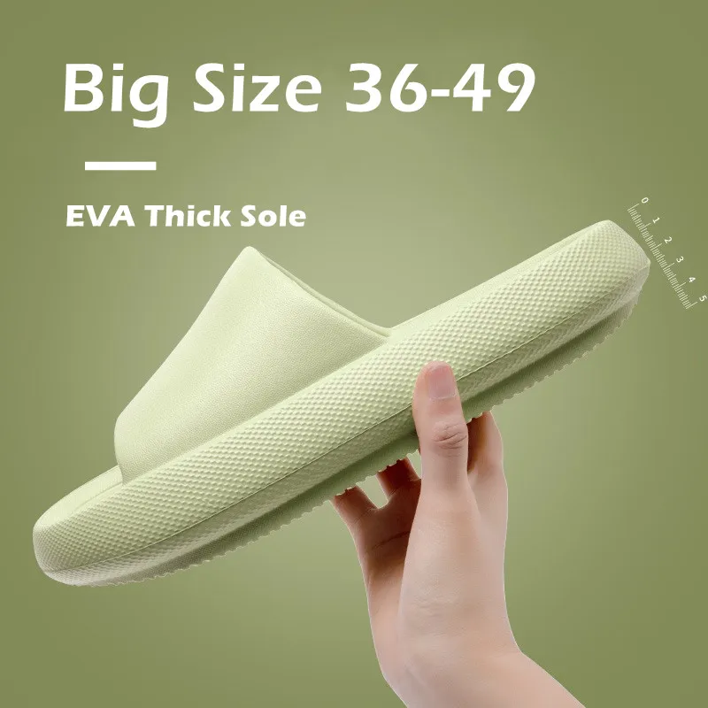 

Big Size 36-49 Men Flip Flops Women Soft EVA 4.0cm Platform Slides Summer Sandals Couples Slippers Home Non Slip Bathroom Shoe