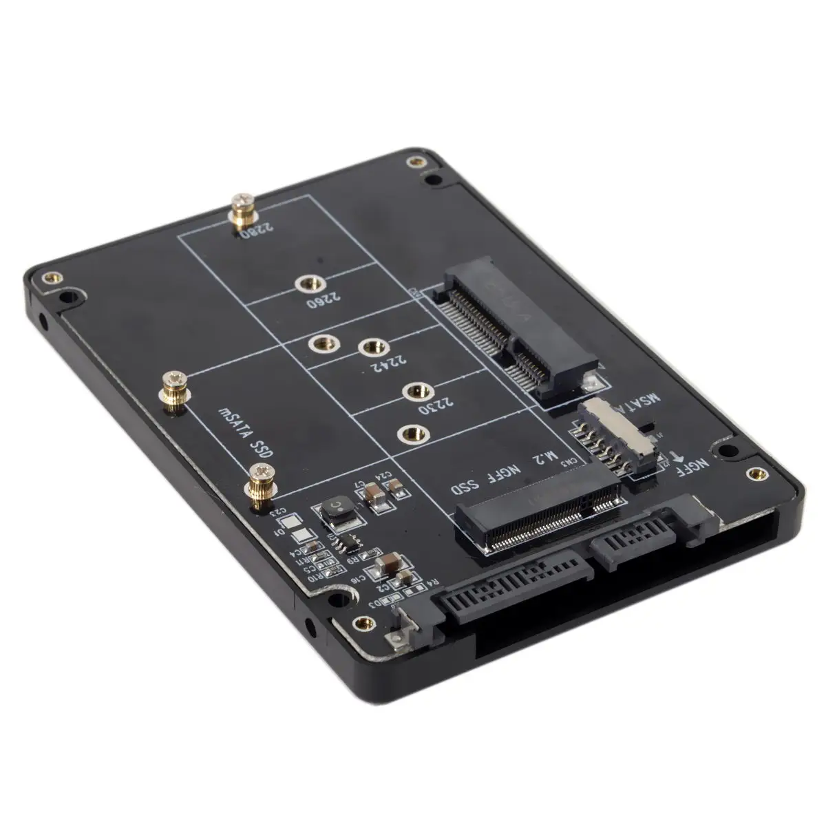 CY Xiwai  mSATA SSD & Combo M.2 NGFF B-key to SATA 3.0 Adapter Converter Case Enclosure with Switch image 2
